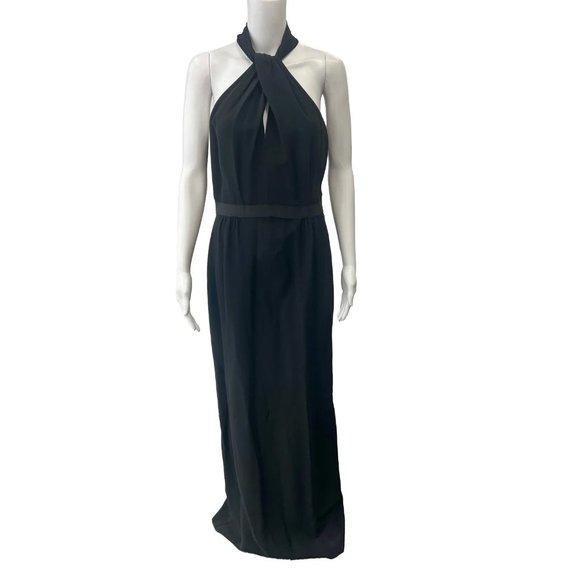 Giambattista Valli Black Halter Keyhole Maxi Evening Dress size 44/M Sheath